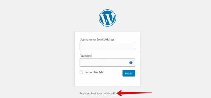 WordPress Login Page to change password